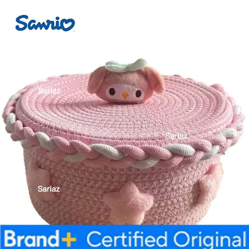 Sanrio Animation Hello Kitty Cinnamoroll My Melody Hemp Cotton Shoes Woven Large Capacity Storage Box Kawaii Sundry Organizing Basket H2601291