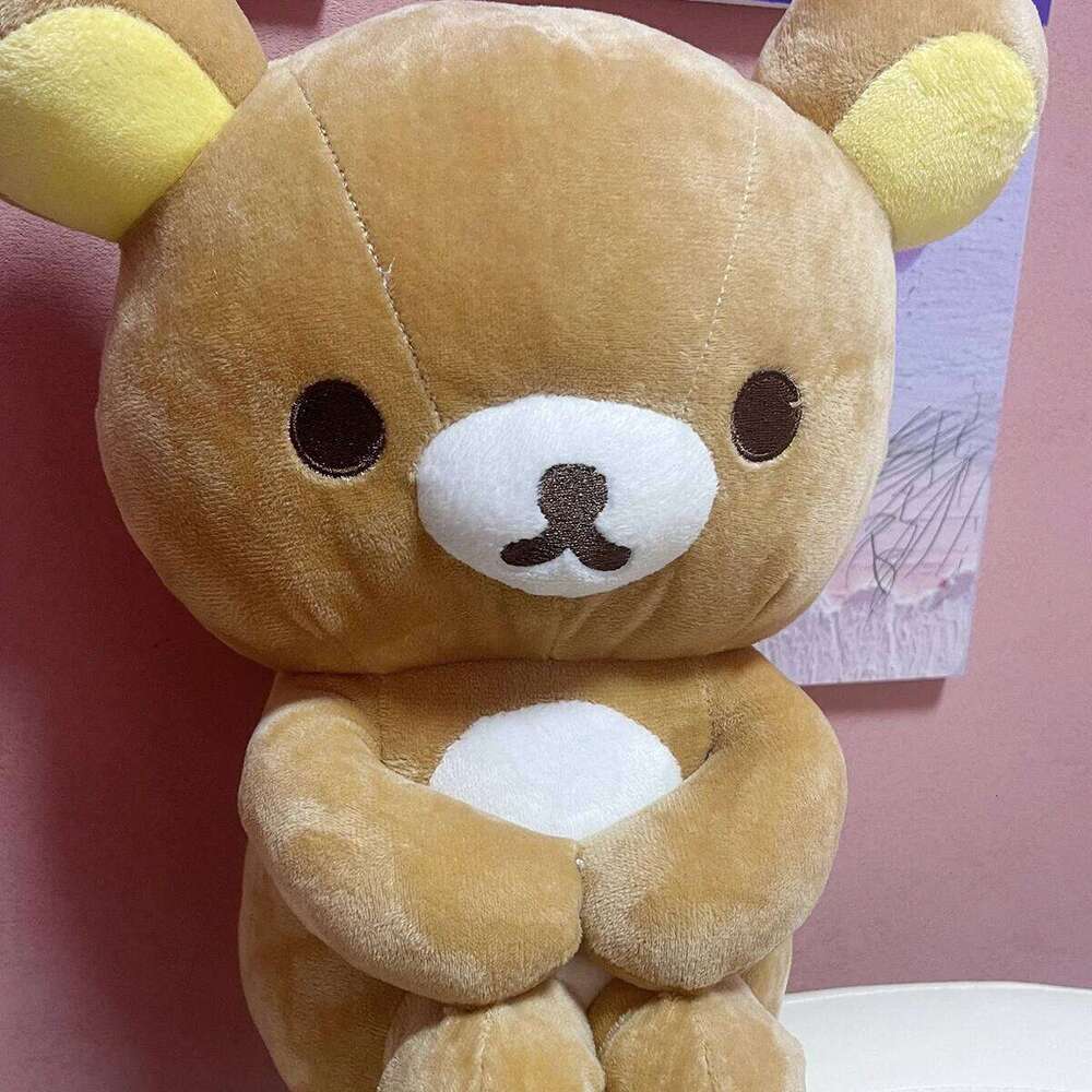 Japanese Cute Relaxed Couple Rilakkuma Peluches Sitting Posture Plush Toy Hugging Legs Teddy Bear Plushies Doll Gift Y260128