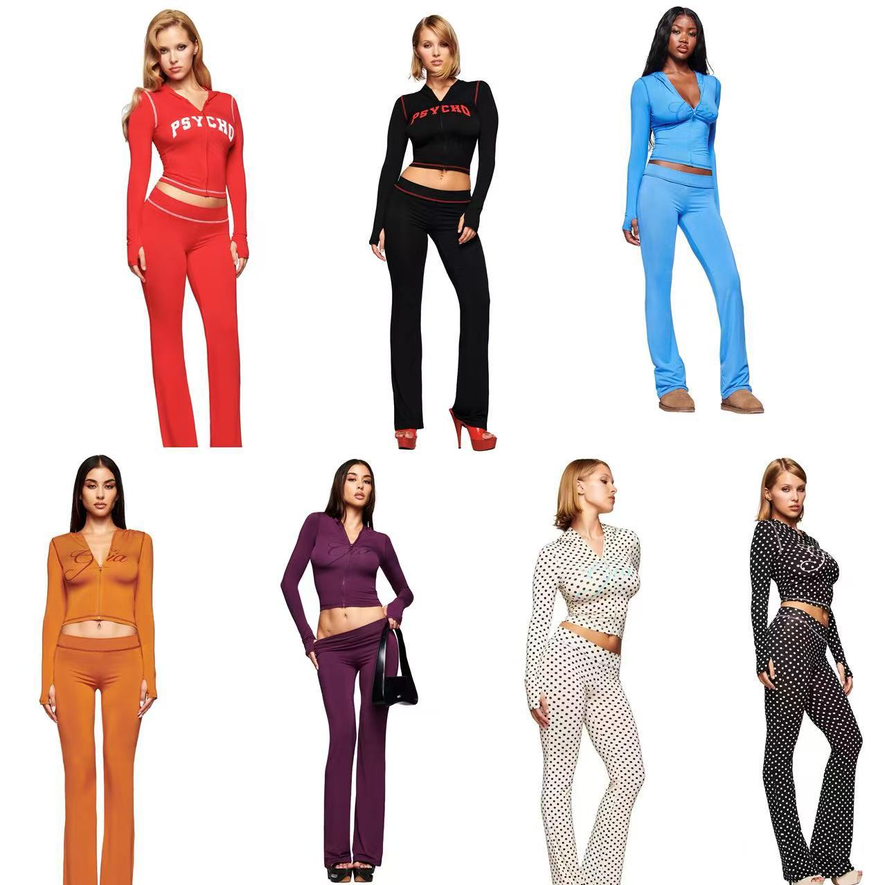 I am gia Womens Tracksuit Piece Set Designer Sports Suit For Women Flared Pants Zip-up Y2K Long Sleeve High Quality Spring Top Low Waist Micro Social