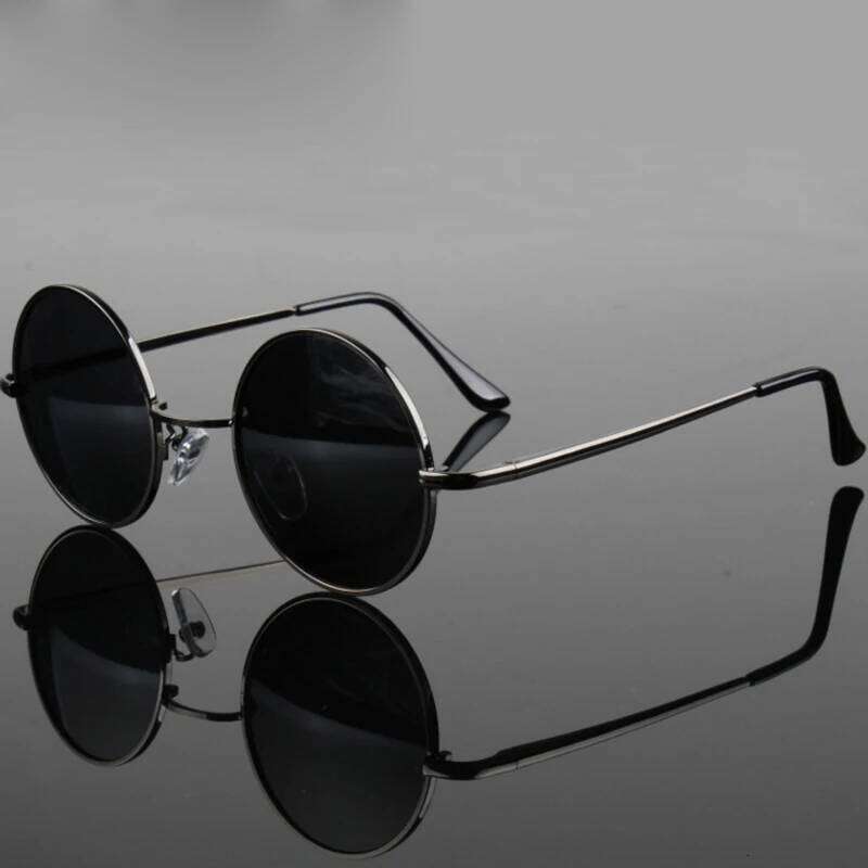 Retro Vintage Round Polarized Sunglasses Men Brand Designer Sun Glasses Women Alloy Metal Frame Black Lens Eyewear Driving UV400 H260129