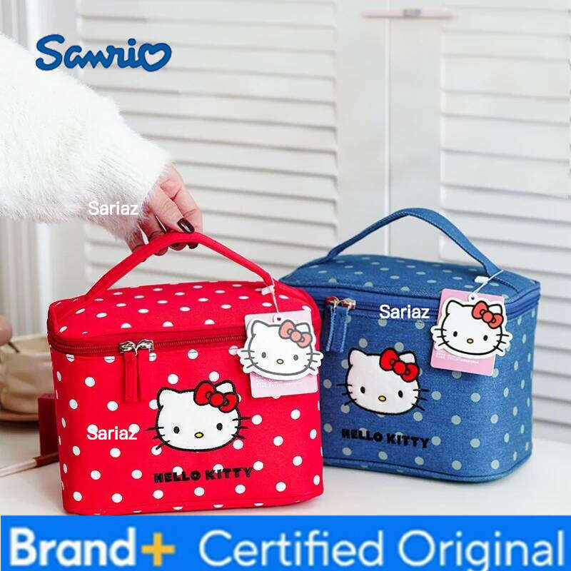 Sanrio Anime Hello Kitty Cartoon Embroidered Doll Large Capacity Cosmetic Kawaii Portable Toiletries Storage Bag Sweet Handbag Gift H260129 H260129