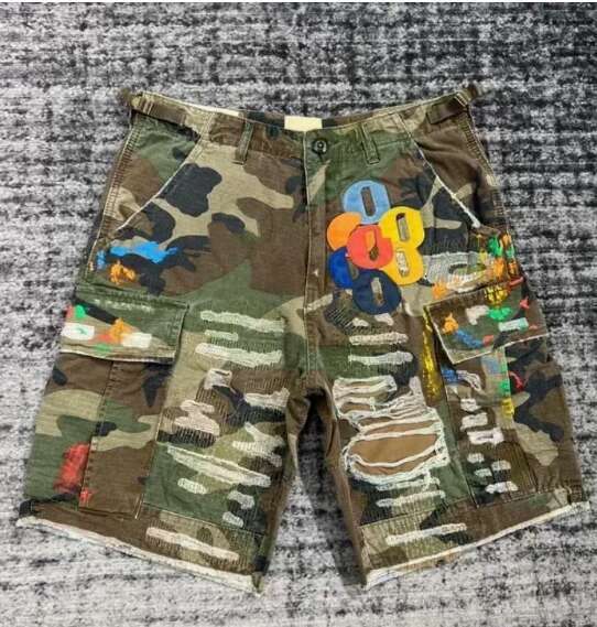 New 2024 Youthful Trendy Personalized Design Fashion Embroidery Patchwork Embroidered Shorts - Wasteland Style High Street Shorts H260129