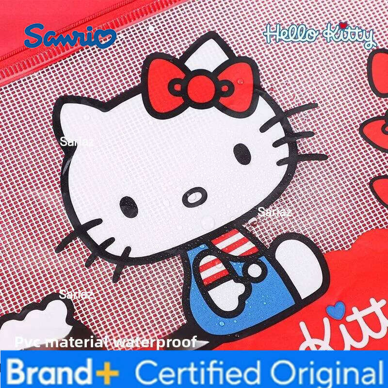Sanrio A4 Mesh Zipper Bag Hello Kitty File Storage Pouch High Value Large Capacity Organizer Folder for School Office H2601291