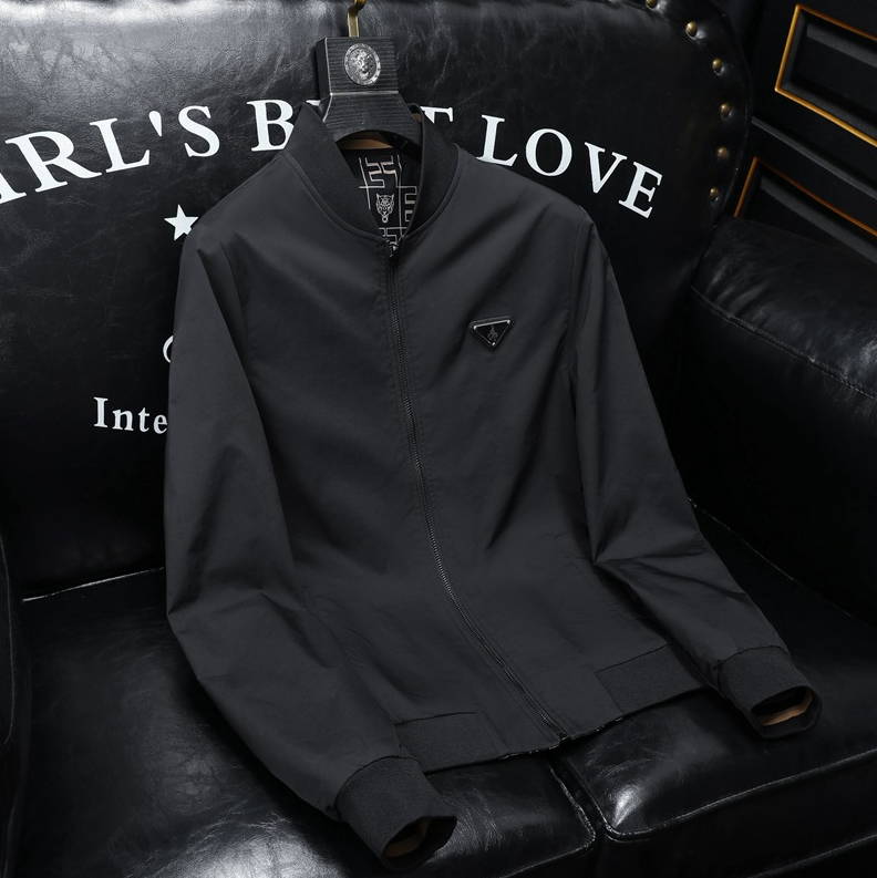 New 2026 High Quality Luxury Brand Casual Fashion Men Spring Autumn Embroidered Triangle Brand Logo Mens Women Fashion Solid Classic Jacket Coat Asian Size M-6XL