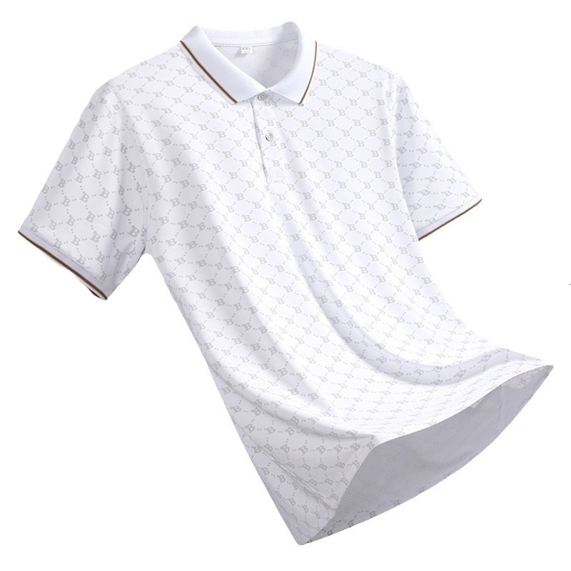 Luxury Brand Designer Clothes Men's Summer New Ice Silk Lightweight Breathable Seamless Polo Shirt Half Short Fashion Turn-Down Collar Trendy Bus