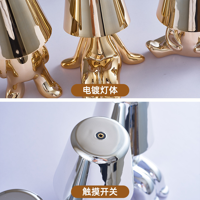 Little Golden Man LED Rechargeable British Thinker Desk Lamp Creative Atmosphere Light Night Light Decorative Desk Lamp231115