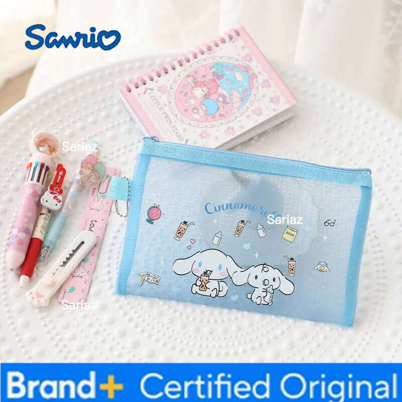 Sanrio Hello Kitty Case MyMelody Kuromi Transparent Pencil Storage Bag Student Stationery Organizer Pouch School Office Supplies H260129