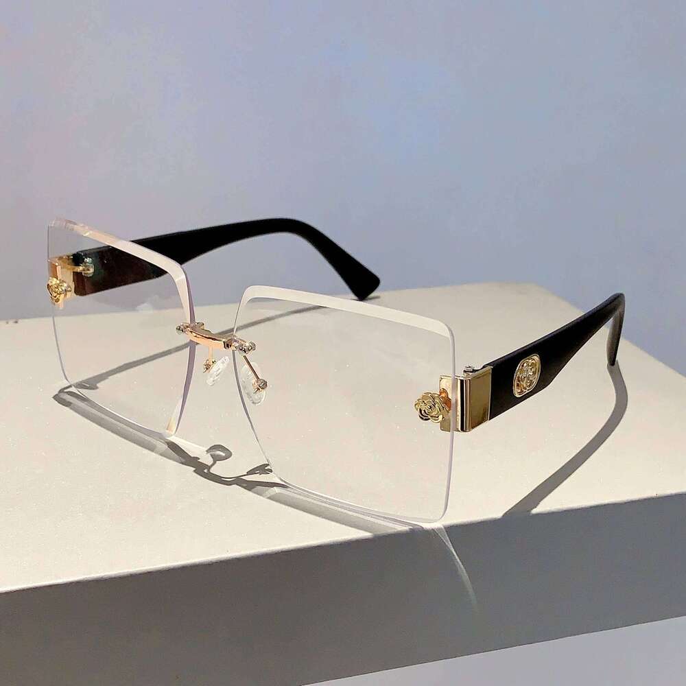 KAMMPT Rimless Square Sunglasses 2024 New Oversized Stylish Gradient Multicolor Eyewear Trendy Women Brand Design Vintage Shades H260129
