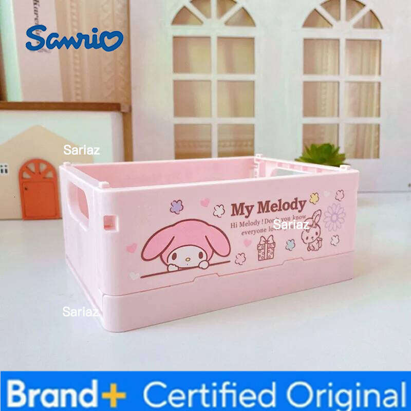 Sanrio Cute Folding Box Cartoon Hello Kitty Melody Dust Proof Cosmetics under wear Desktop Plastic Sundries Storage Case H260129