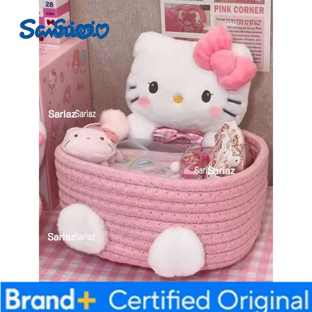 Sanrio Cute Cat Shaped Storage Basket Kawaii Desktop Organizer for Snacks Cosmetics Girls Room Pastel Home Decor H260129 H260129