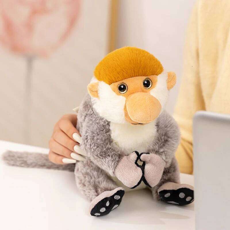 22cm Cute Proboscis Monkey Plush Long-Nose Stuffed Ultra-Soft Rare Jungle Toy for Kids Animal Lovers Birthday Gift Decor Y260128
