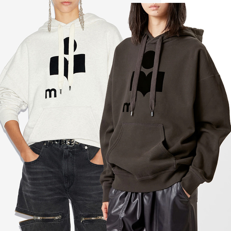Sweatshirts Isabmarants 26 Spring Luxury Designer Cotton Hoodie Sweater High Quality New Classic Letter Flocked Loose Women's Casual Hooded Pullover Jumper Tops tn