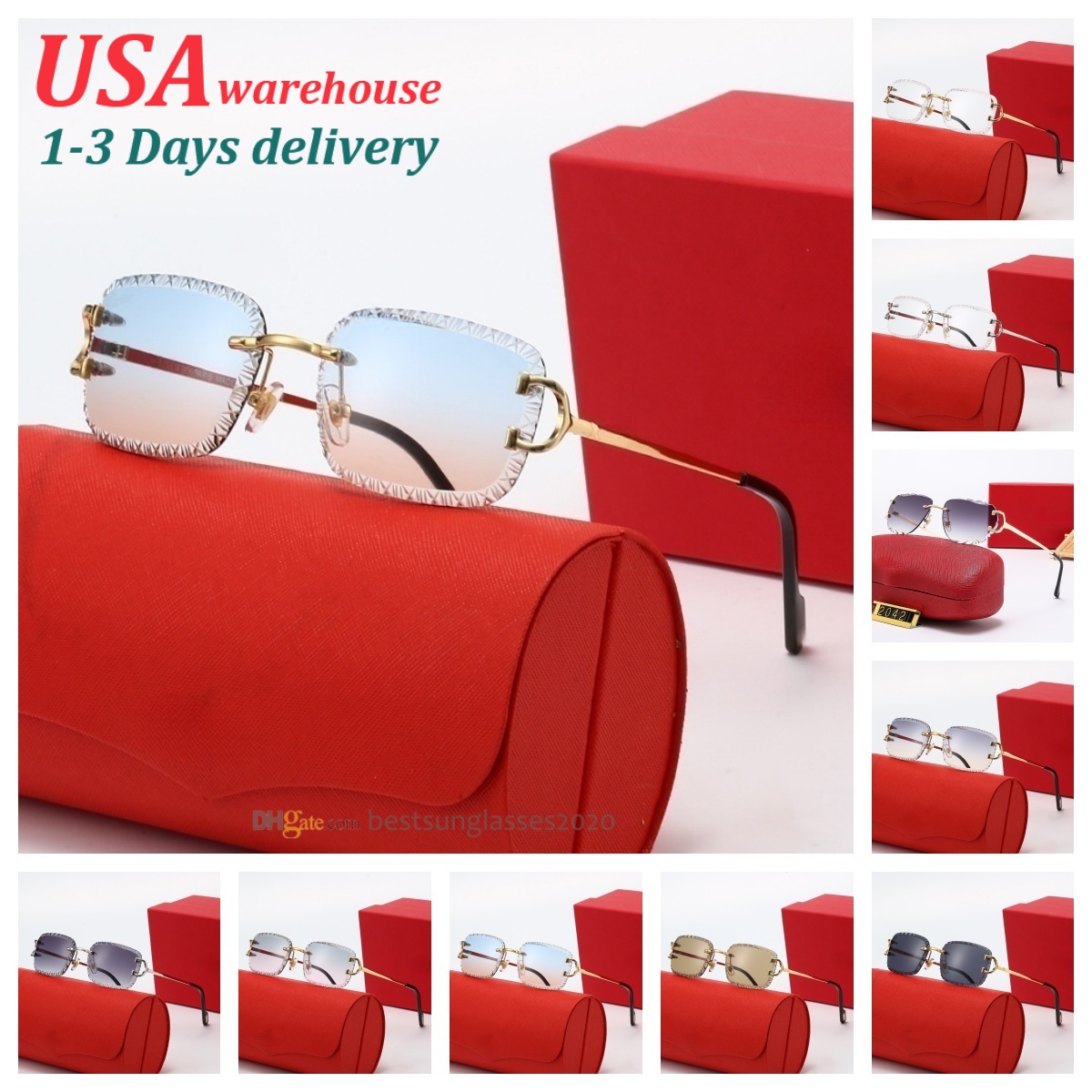 Luxury Mens Designer sunglasses women Polished Gold Metal Frame Square Gradient Teal Blue Oval Rectangle Options Lightweight Fit Perfect Travel Fashion Events