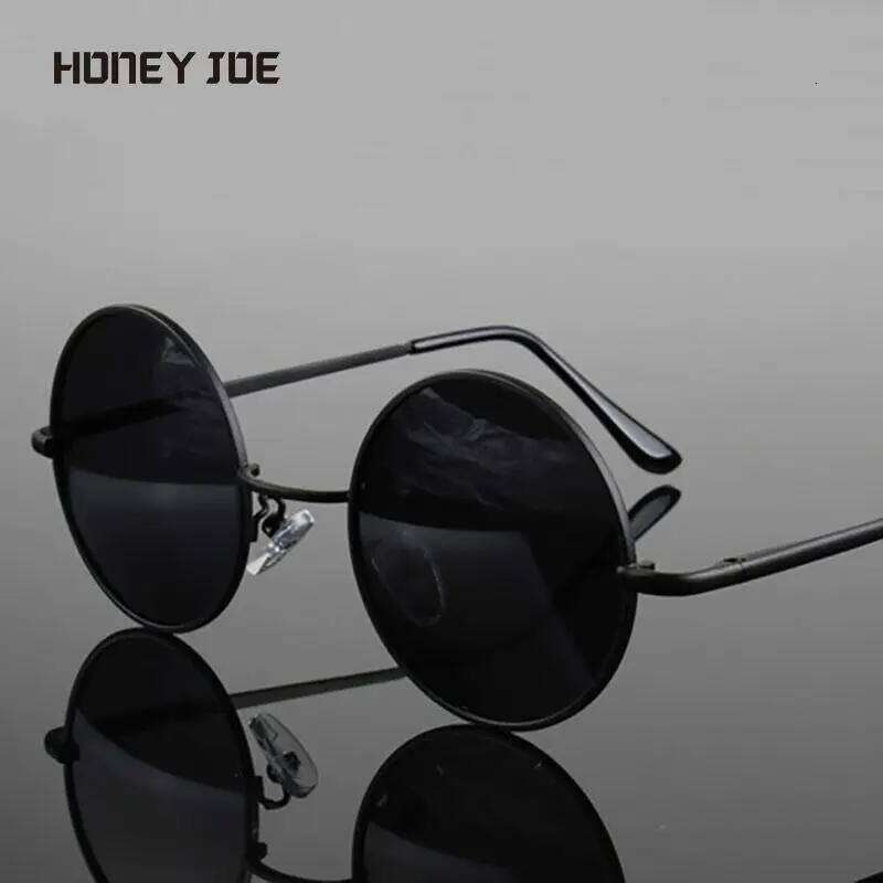 Retro Vintage Small Round Polarized Sunglasses Men Women Brand Designer Sun Glasses Slim Metal Frame Black Lens Driving UV400 H260129