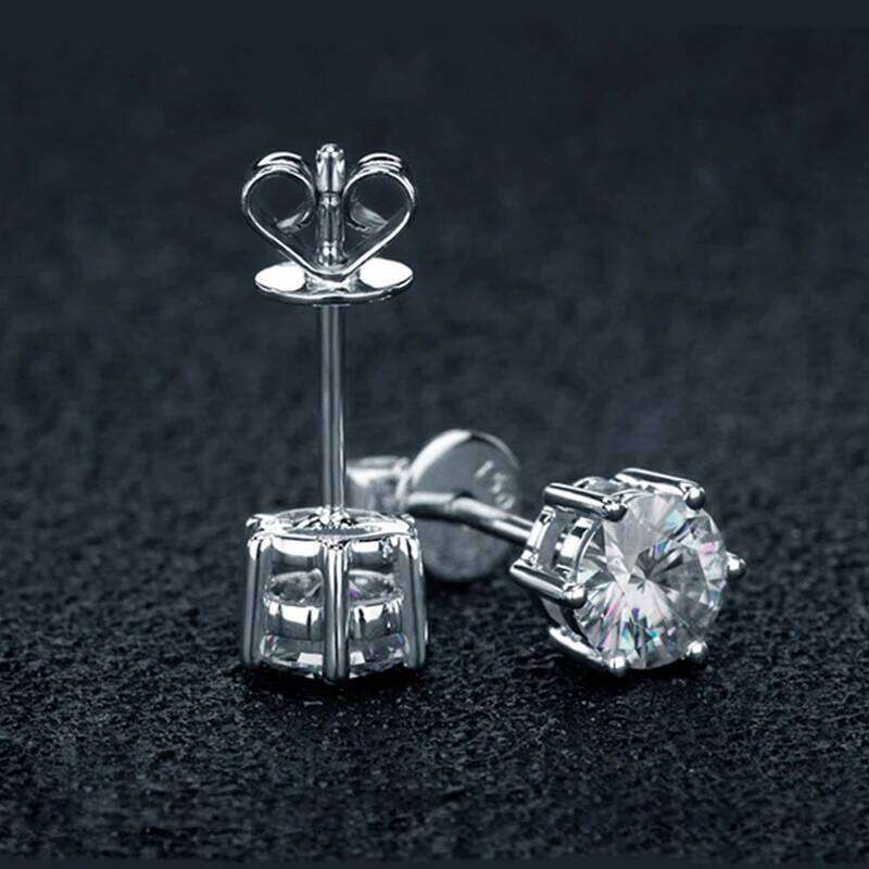AEAW 1.0Ct Each Round Moissanite DF VVS Stud Martini Daily Wear Earrings 14k White Yellow Gold 26W0129