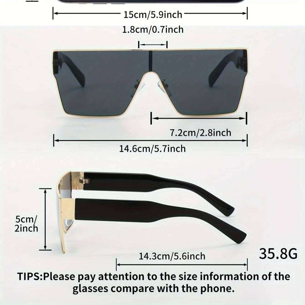 2025 Retro Oversized Square Women Sunglasses Fashion One Piece Clear Ocean Gradient Lens Shades UV400 Men Trending Sun Glasses H260129