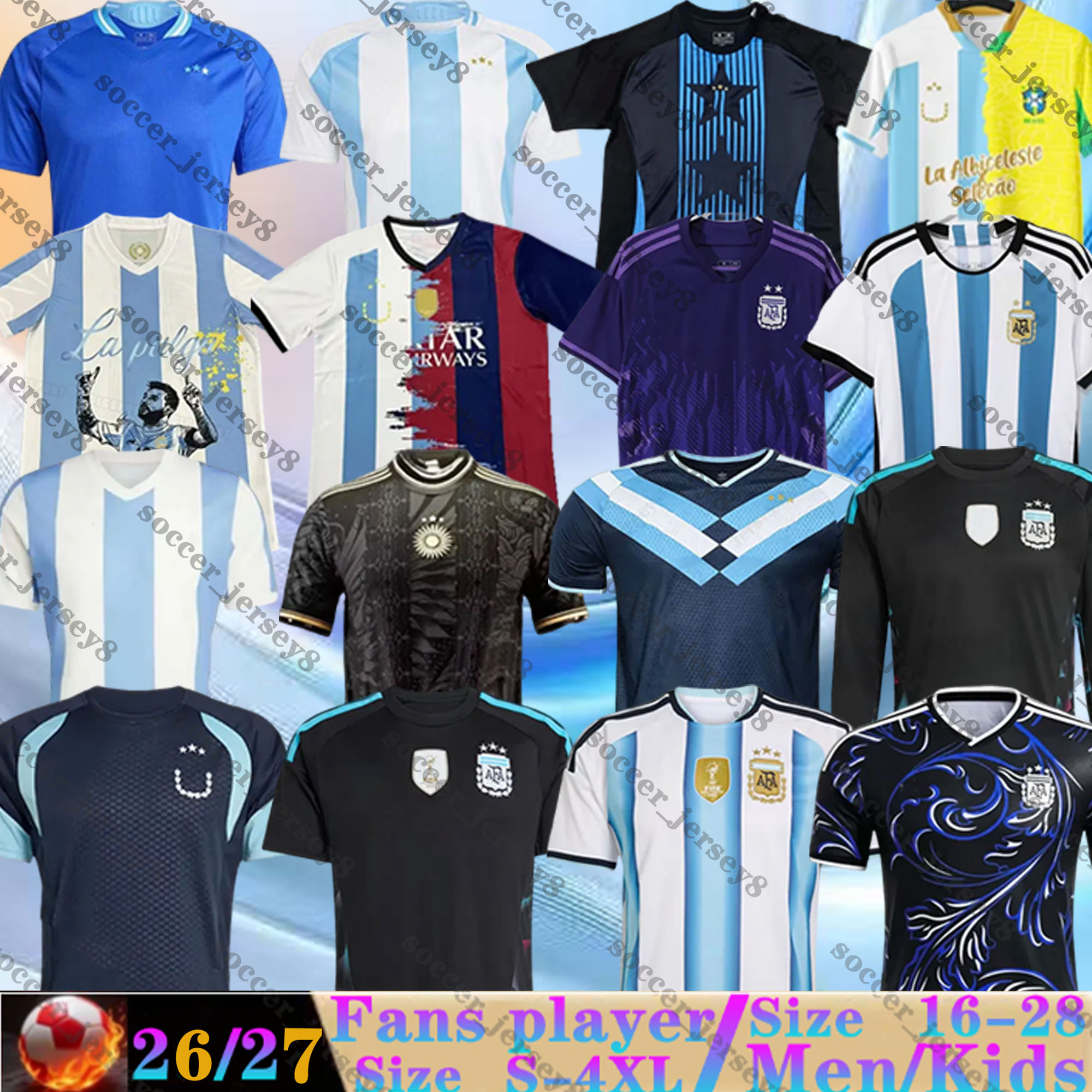 2026 2027 World Cup Argentinas National Team Soccer Jerseys MESSIS Fans Player Version MAC ALLISTER DYBALA DI MARIA MARTINEZ DE PAUL Men Kids kit 26 27 Football Shirts