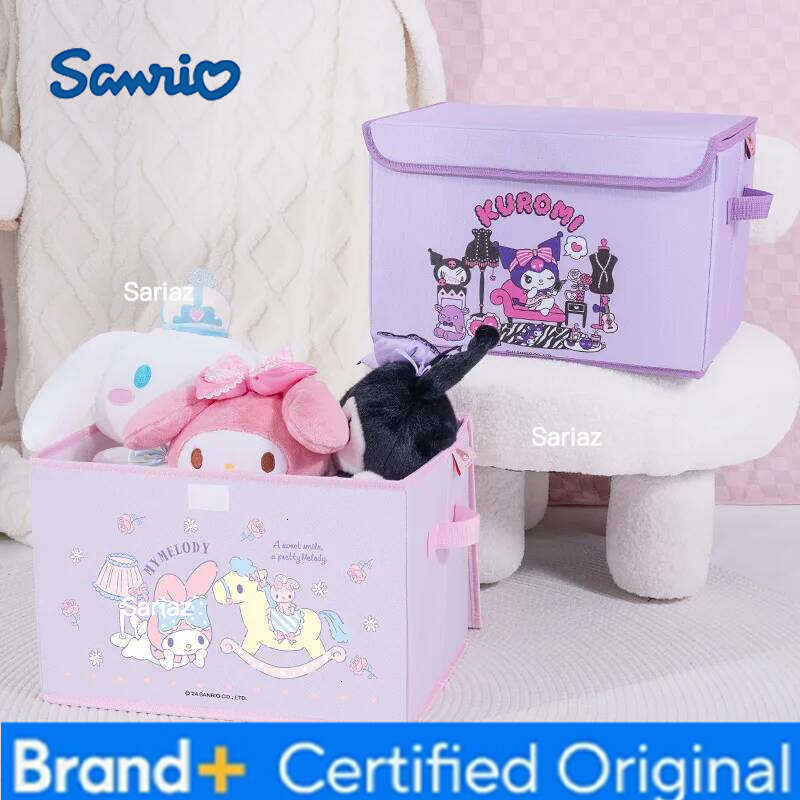 Sanrio Anime Flip-top Cartoon Kuromi Peripheral Sundries Storage Box Large-capacity Clothes Dust-proof Storages Boxs H260129