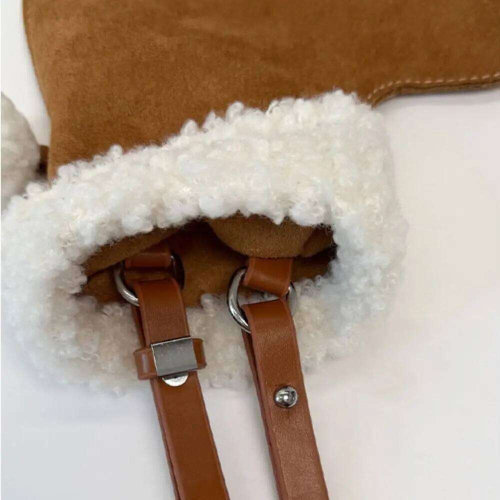 Portable Korean Style Suede Crossbody LambWool Lightweight Christmas Sock Casual Fluffy Lamb Fur Bag Autumn and Winter