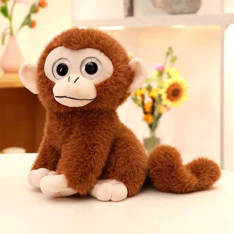 Cute big eye simulation sitting posture little monkey plush doll zoo gifts children's toys Y260128
