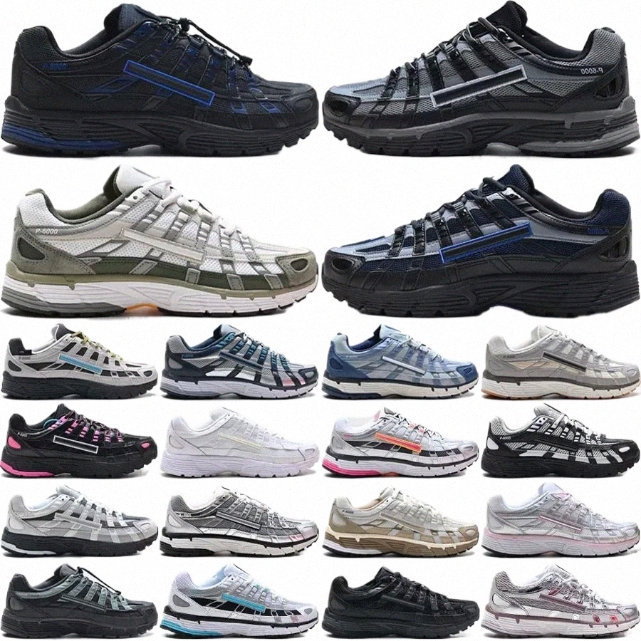 top P6000 Running Shoes for Men Women 6000 Designer Trainers Metallic Sier Light Bone Laser Fuchsia Triple Black Burgundy Outdoor Sneakers Size 36-4 A53M#