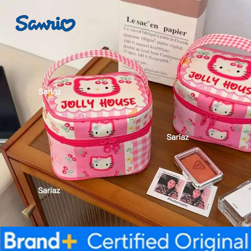 Sanrio Hello Kitty Makeup High Beauty Cute Anime Kt Large Capacity Girl Travel Handheld Cosmetics Storage Bag Kawaii Gift Wholesale H260129