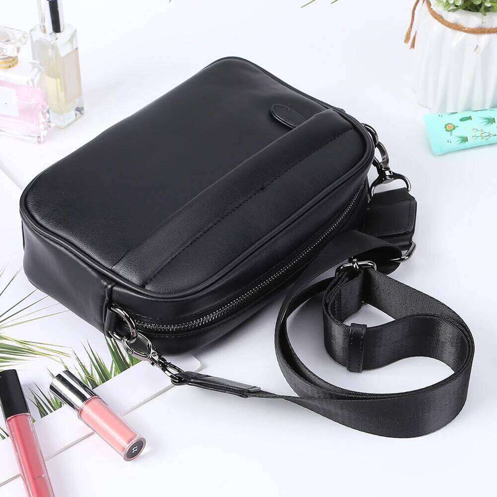 Luxury Business Shoulder for Men Design Plaid PU Leather Messenger Crossbody Casual Zipper Small Square Sling Bag