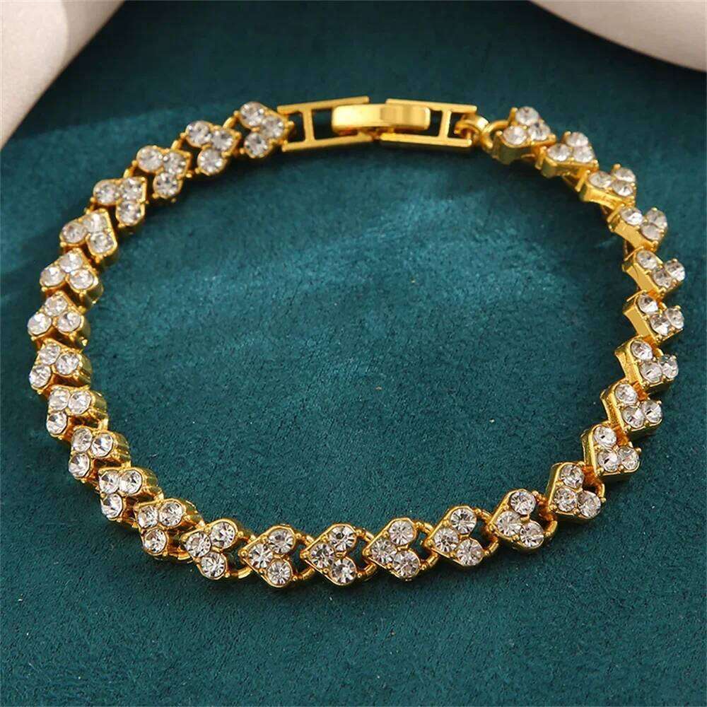 Charm Delicated Crystal Heart Tennis for Women Rhinestone Paved Handmade Bracelet Wedding Anniversary Gift Jewelry H260129