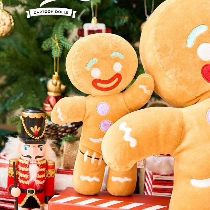 Gingerbread Plush Toys Biscuit Plushies Cookies Man Stuffed Doll Soft Sofa Cushion Dessert Pillow Christine Decor Xmas Gift Y260128