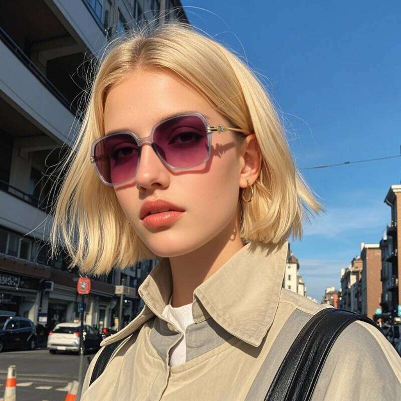 JUNCTURE Polarized Fashion Square Sun Gradient Lady Glasses Party Holiday Gifts Sunglasses for Women H260129
