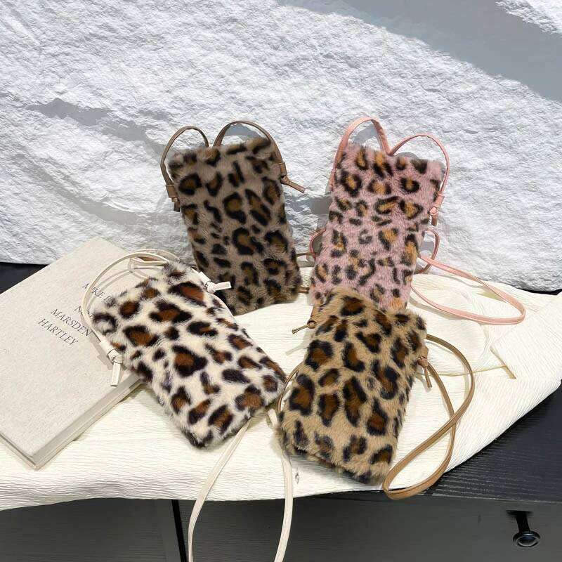 Fashion Women Cow Print Mini Shoulder Female Winter Plush Underarm Leopard Zebra Pattern Fluffy Tote Bags Small Purses