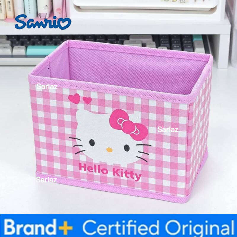 Sanrio 1PC PU Cartoon Checkered Foldable Desktop Storage Box Cosmetics & Stationery Organizer H260129 H260129