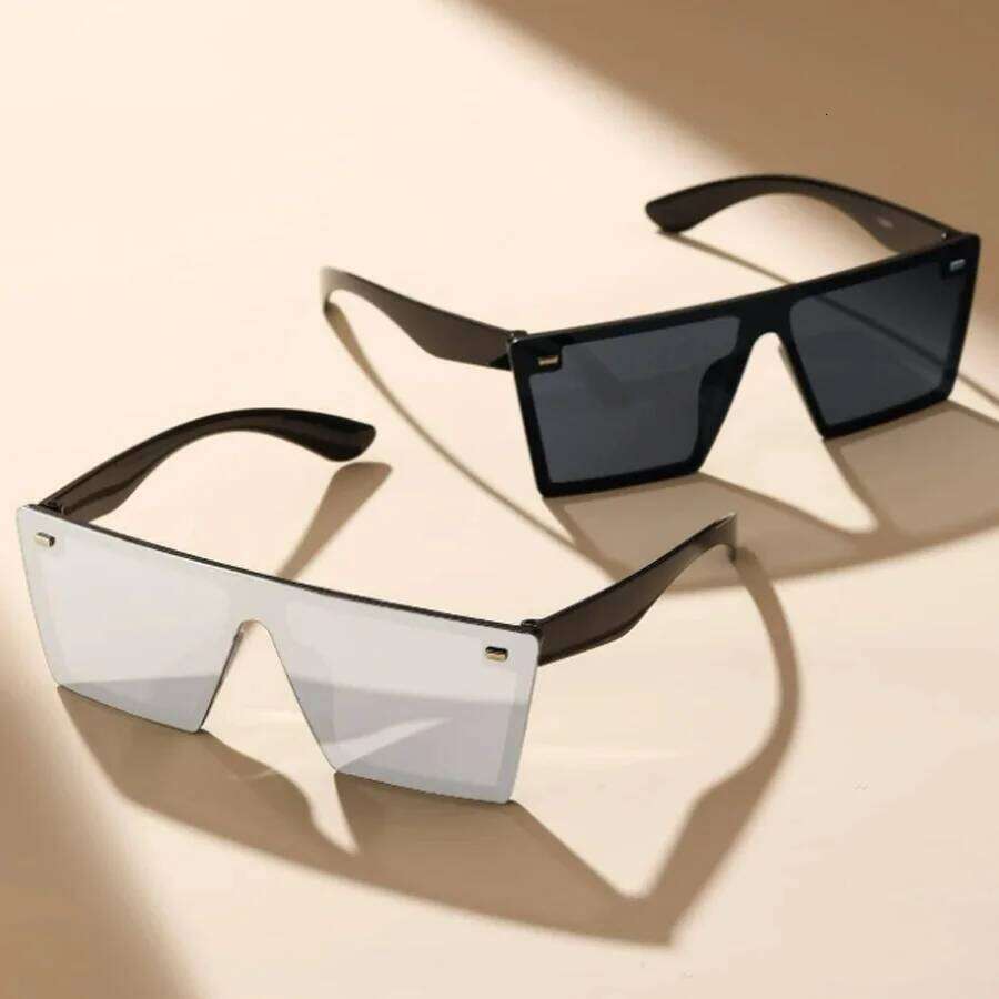 2PCS Oversized Square Frame Casual fashion Ladies Sunglasses retro Style Y2K Street Beach Decoration Glasses H260129