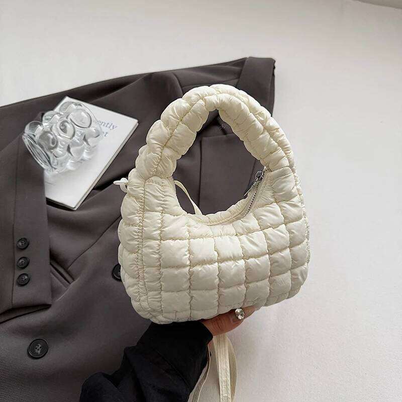 Autumn/Winter New Down Cotton Handbag Korean Solid Color Mini Pleated Cloud Simple Versatile Single Shoulder Crossbody Bags XJ260129