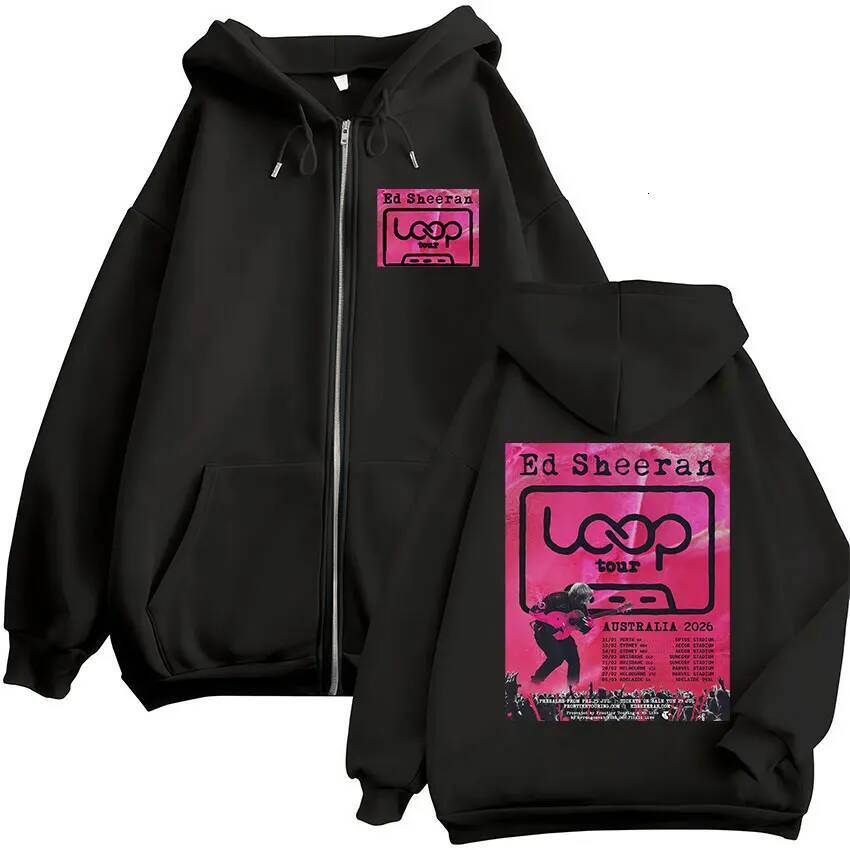 Ed Sheeran Loop Australia 2026 Tour Graphic Zipper Hoodies Fans Gifts Men's Women Fashion Hip Hop Zip Up Sweatshirts Jacket ddmytues