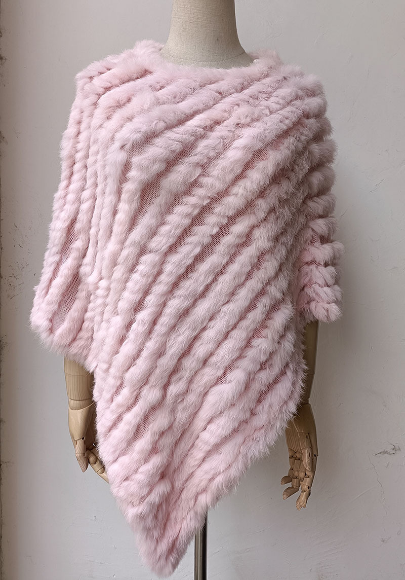 Genuine Rabbit Fur Knitted Natural Fur Poncho Fashion Wrap Coat Shawl Lady Scarf Natural Fur Wedding Party Wholesale Cape 241216