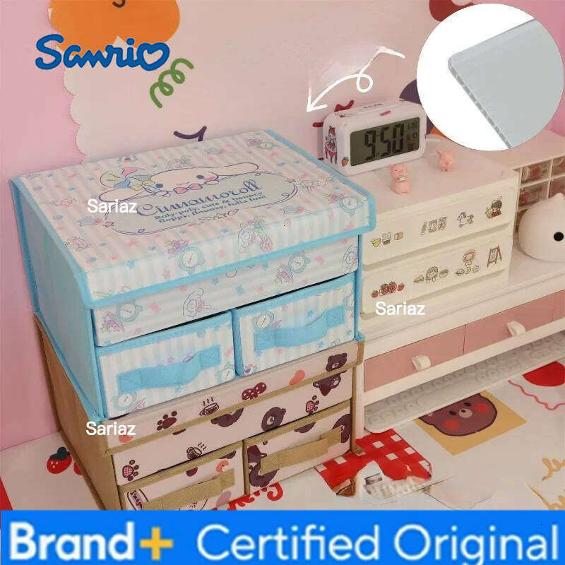Sanrio Anime Hellokitty Storage Kawaii Kuromi My Melody Cinnamoroll Large Foldable Toy Bedroom Clothes Drawer Organizer Box H260129