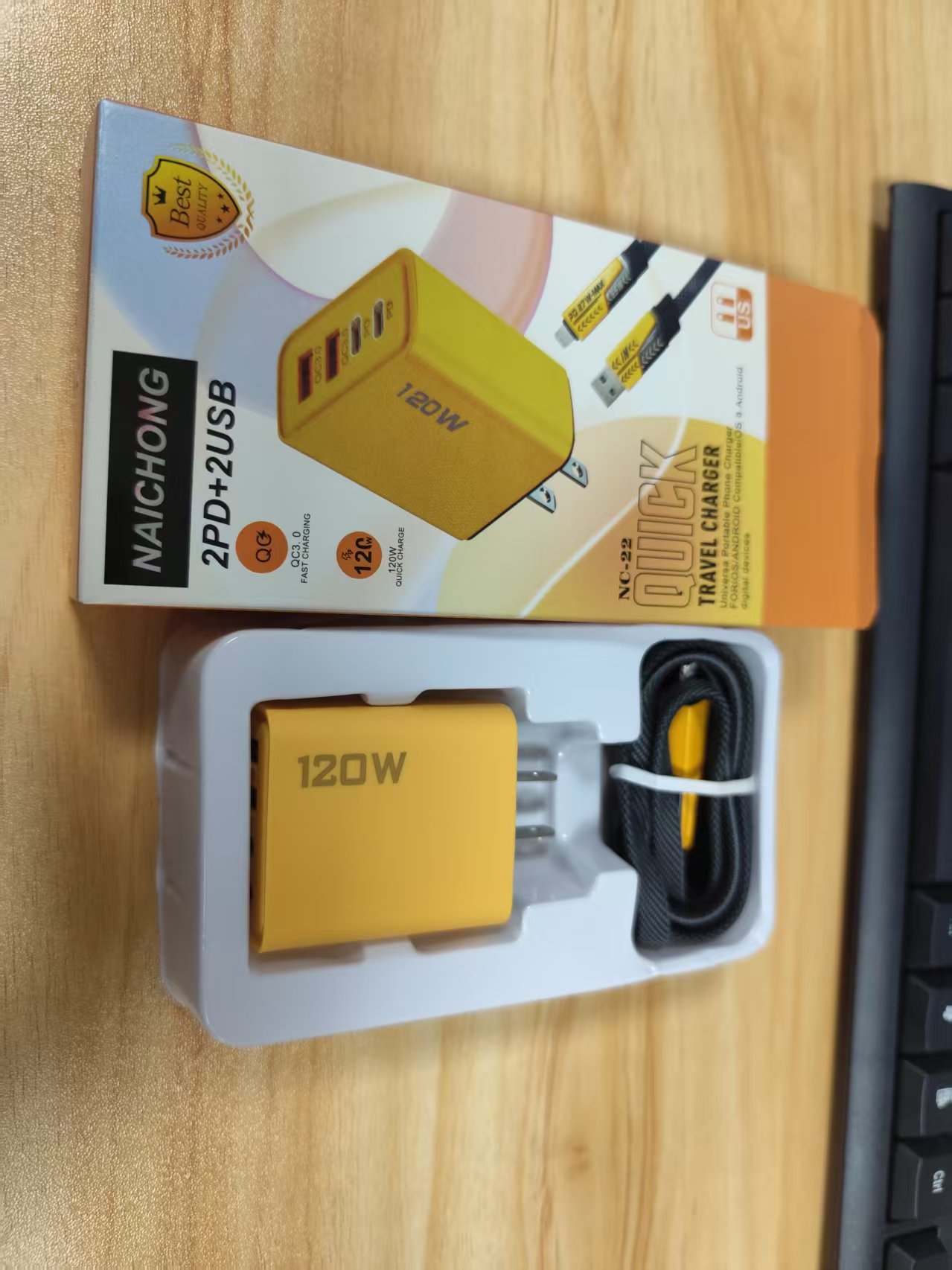 120W PD Type C fast charger with US UK EU power plug with cable for iphone/android phone