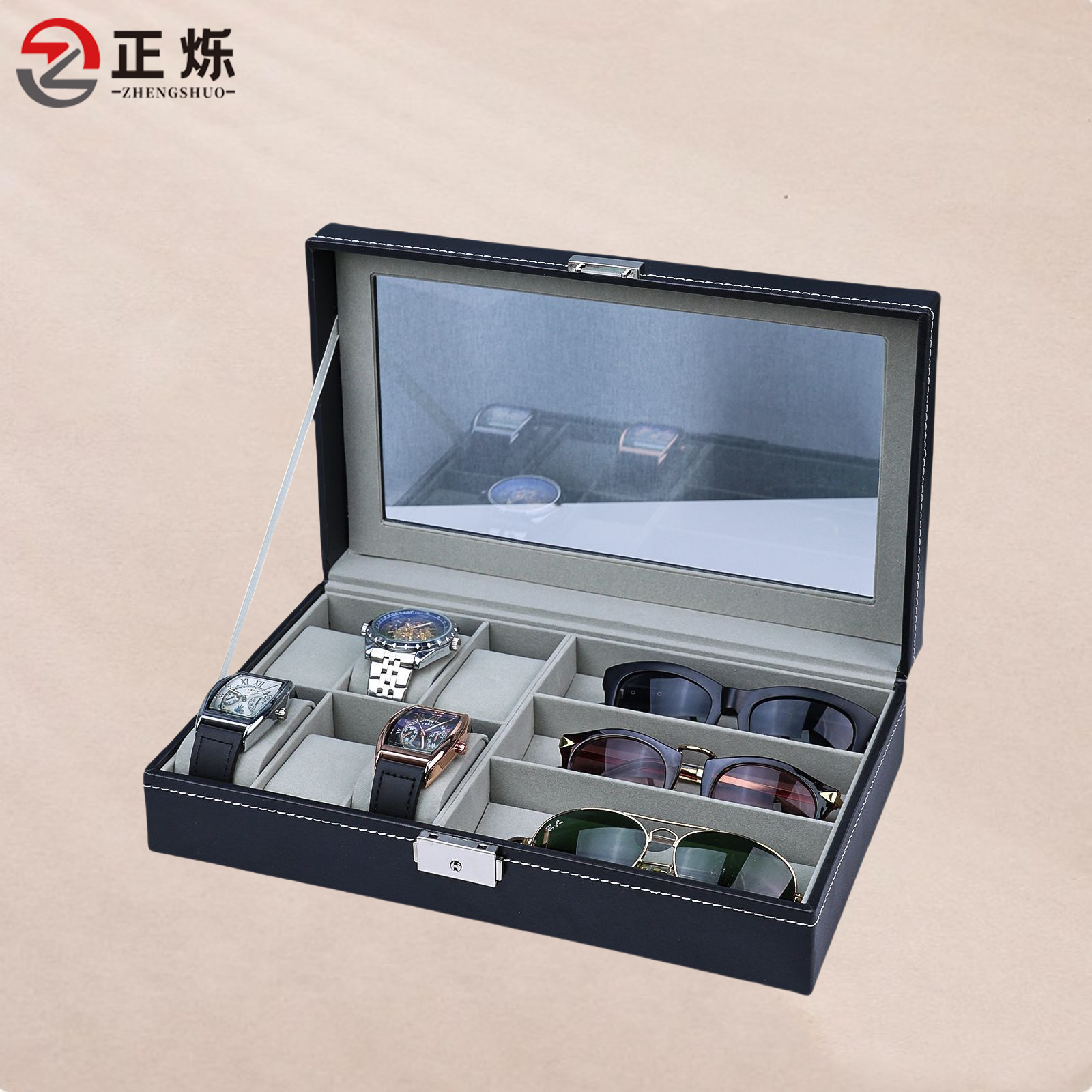 Watch Box PU Leather 6/10/12/20 Girds Watch Case Storage Box Watch Holder Box Organizer Watch Display Box 240425
