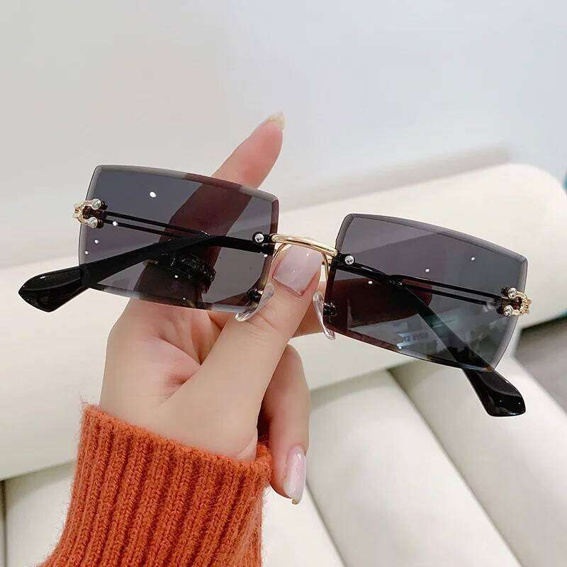 Luxury Brand Rectangle Ladies Sunglasses Rimless Square Sun Glasses for Women Men Color Gradient H260129