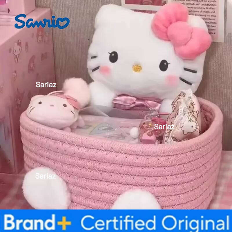 Sanrio Japanese Kawaii Hello Kitty Basket Cute Harajuku Charm Cosmetics Toys Storage Box Bedroom Decoration Birthday Gift Pink H260129