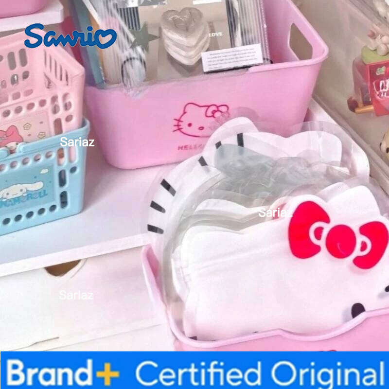 Sanrio New HelloKitty Doll Room Desktop Decoration Small Box Cartoon Cute KT Peripheral Girls Cosmetics Headband Storage Basket H260129