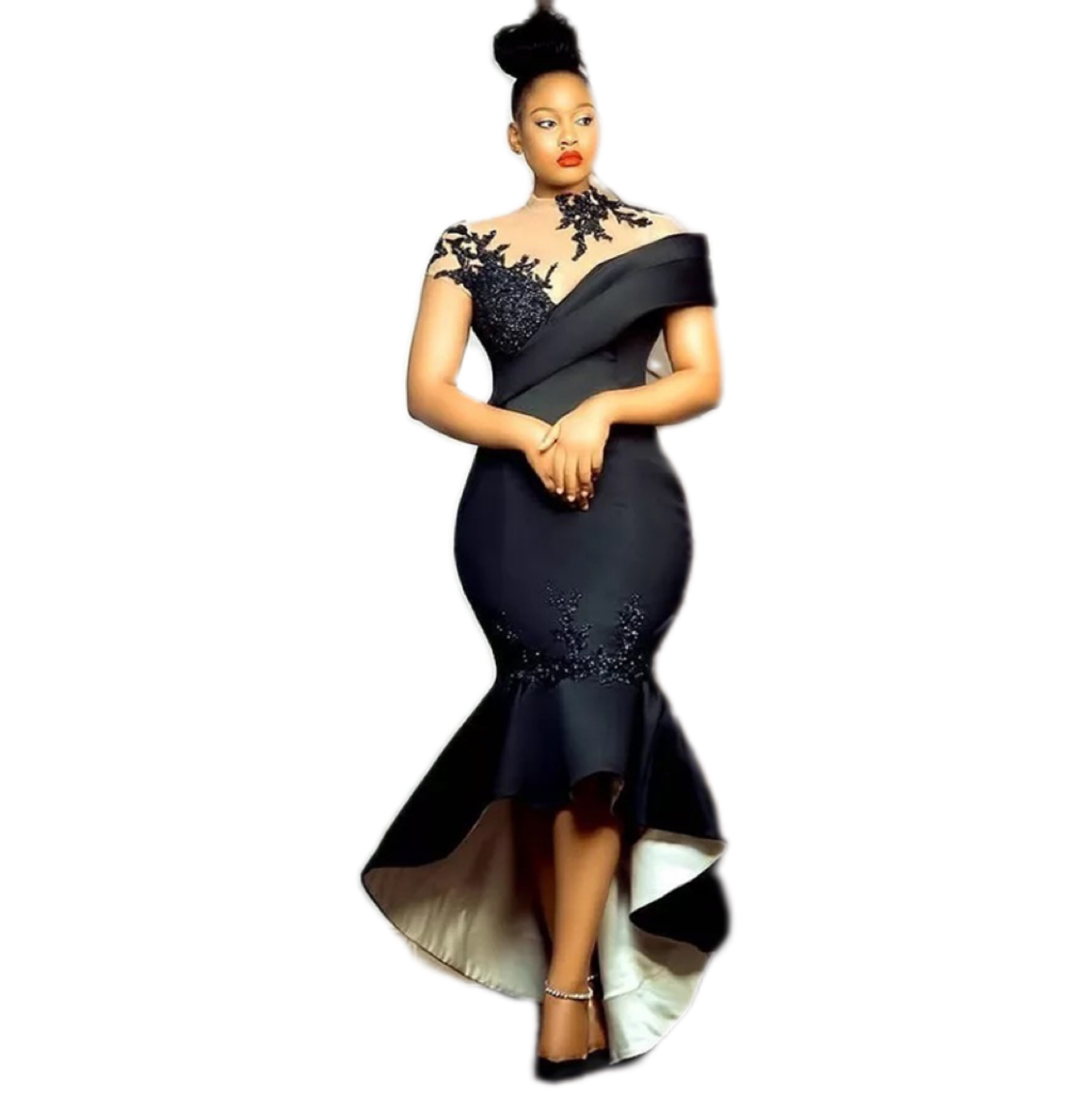 African Short Mother Of Bride Dresses Plus Size Prom Dress Black Tea Length Robes Cocktail Custom Formal Evening Gowns Robe De Soiree Mariee Luxe M04b - view 5