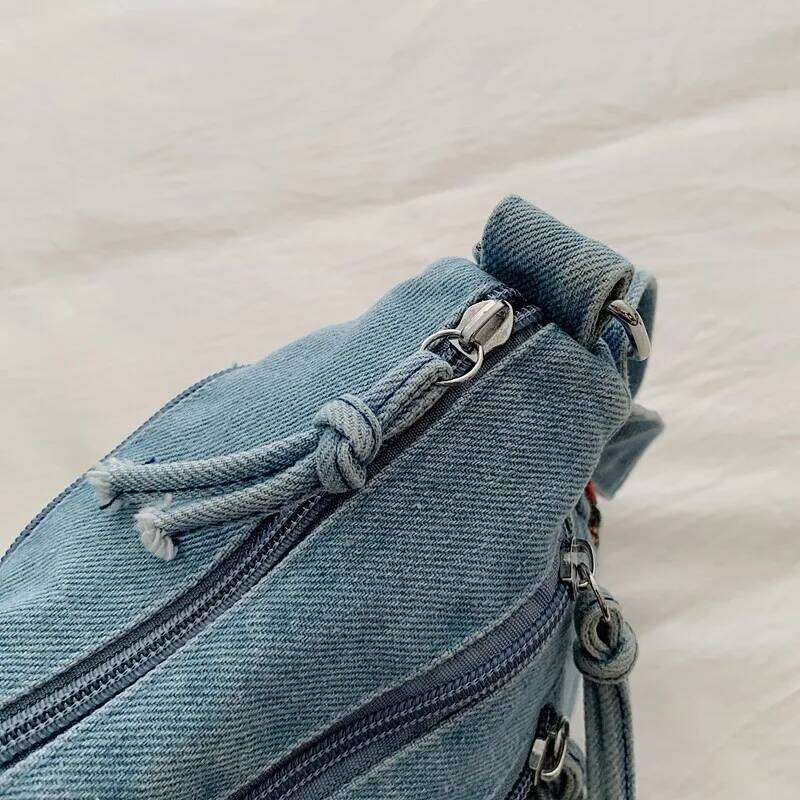 Ethnic Style Denim Tote Women 2025 Embroidery Handbag Large Capacity Crossbody Purse Boho Shoulder Bag for Ladies XJ260129