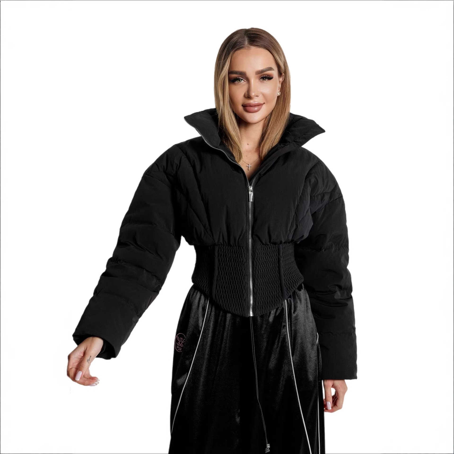 Fashion Collar Down-Filled Cotton Jacket New Style Thickened Winter Coat 2026 Slim-Fit Short-Length Cotton Jacket Short-Length Cotton Jacket