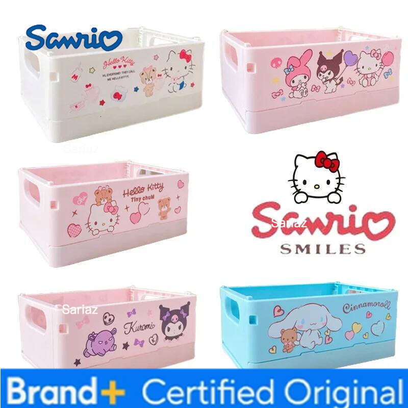Sanrio Cinnamoroll Storage Cartoon Periphery Foldable Packing Boxes Kawaii Plastic Home Office Desktop Dustproof Box Gifts H260129 H260129