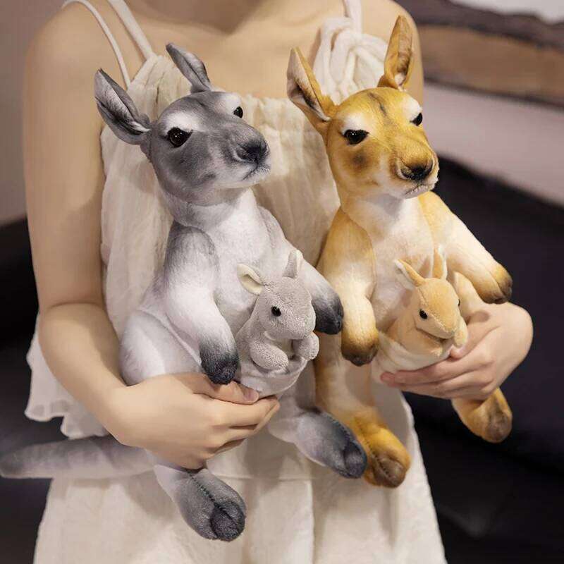 35cm Simulated Mother and Child Stuffed Animals Specially Realistic Kangaroo Kids Birthday Xmas Gifts Toys Home Y260128