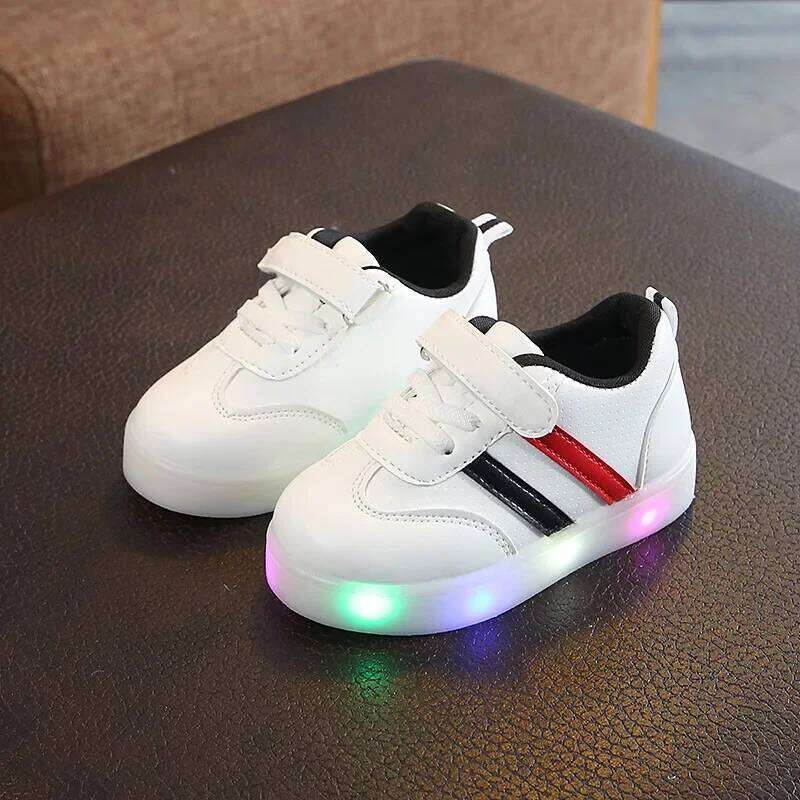 Trendy Child Sneakers Light Up Simple Versatile Comfort Boy Shoe Anti Slip New Autumn Girl Sneaker Daily Casual Shoes Y260128