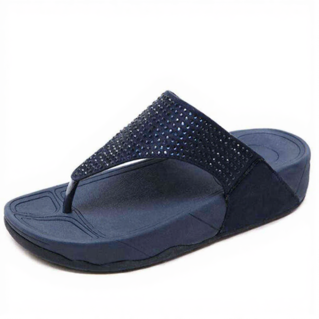 EOFK Rhinestone Summer Women Slippers Flip Flops Crystal Diamond Bling Beach Comfort Casual Fitflop Flat Slides Sandals Woman W220