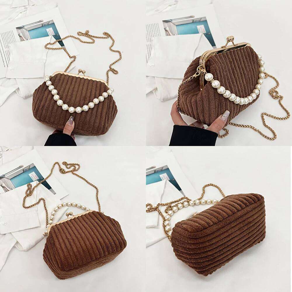 Wrinkled versatile pearl shell fashionable chain crossbody bag, casual clip on single shoulder women's bag.zwq